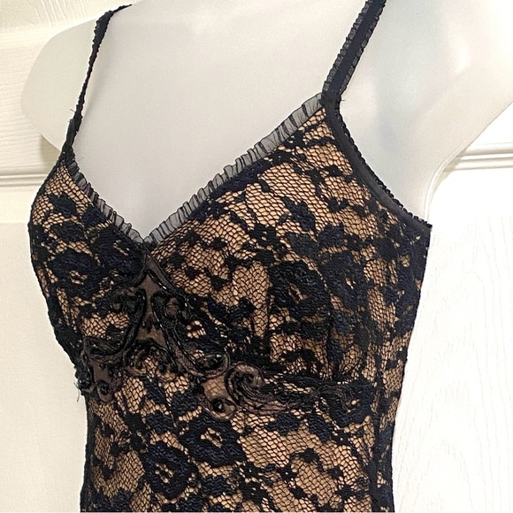 Ann Ferriday Vintage Dress Black Lace Slip Dress Sleeveless Straps size OS - Picture 5 of 16